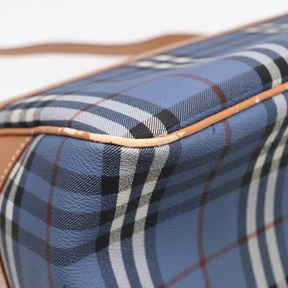 Burberry Nova Check Shoulder Bag Pvc Leather Blue Gold - Picture 14 of 16